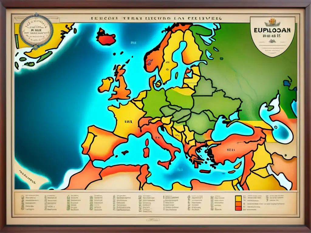 Mapa detallado en sepia del siglo XVI con rutas de exploradores europeos, barcos, monstruos marinos y tierras exóticas