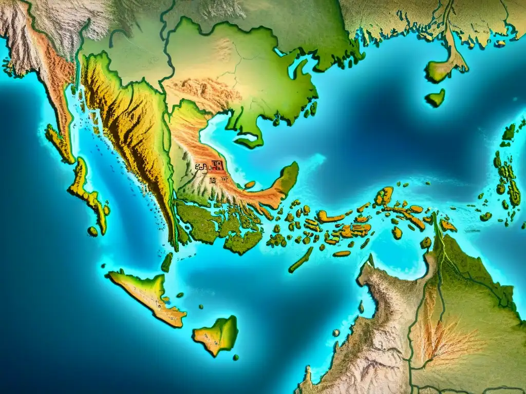 Un mapa detallado en sepia de Tailandia del siglo XX, con elementos cartográficos históricos y desgaste antiguo, evocando nostalgia