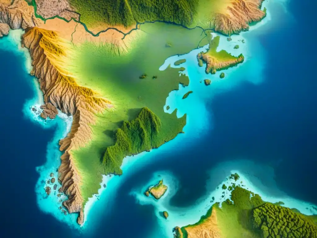 Mapa detallado sepia de Vietnam del siglo XX temprano, con topografía, costas y sitios históricos