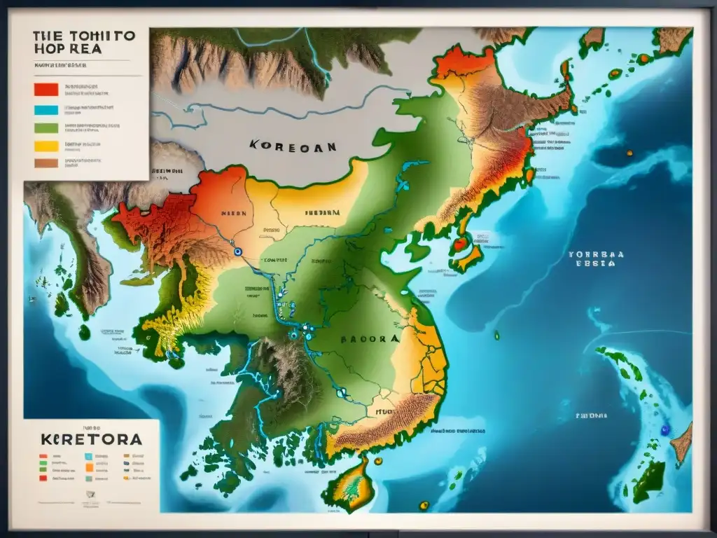 Mapa detallado sepia del siglo XX mostrando disputas territoriales en cartografía histórica sobre Corea