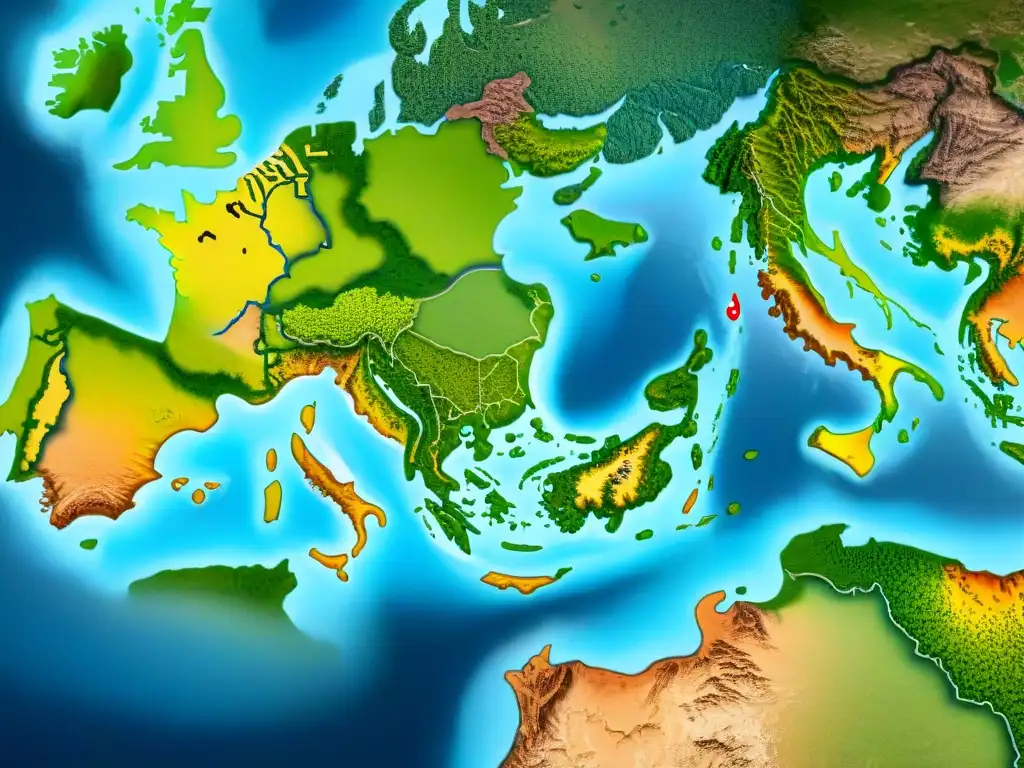 Mapa sepia detallado con símbolos culturales, reflejando el impacto cartográfico en sociedades divididas