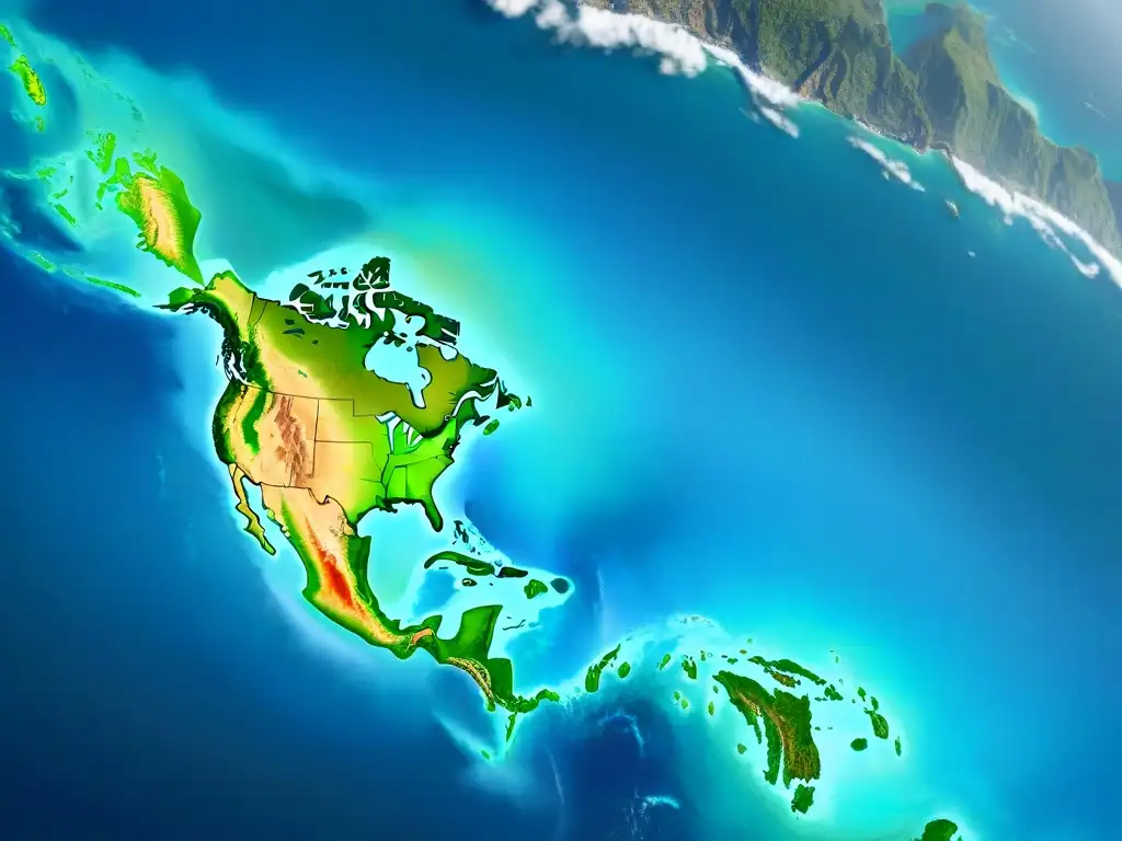 Mapa sepia detallado del océano Pacífico, fusionando cartografía tradicional con tecnología digital