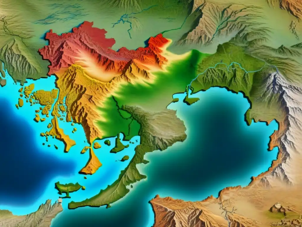 Mapa detallado sepia del Tíbet del siglo XIX con símbolos y fronteras, reflejando su rica historia y cartografía del Tíbet historia