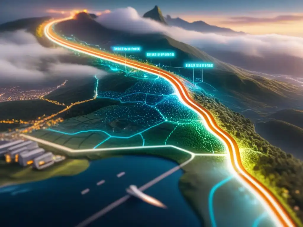 Mapa digital detallado con datos en tiempo real sobre tráfico y clima Un mapa digital detallado con datos en tiempo real de tráfico y clima, capas de información dinámica y un aspecto vintage-futurista