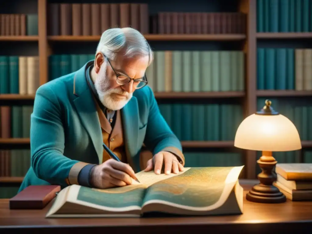 Mapa geológico William Smith dibujando detalladamente su revolucionario mapa en estudio del siglo XIX