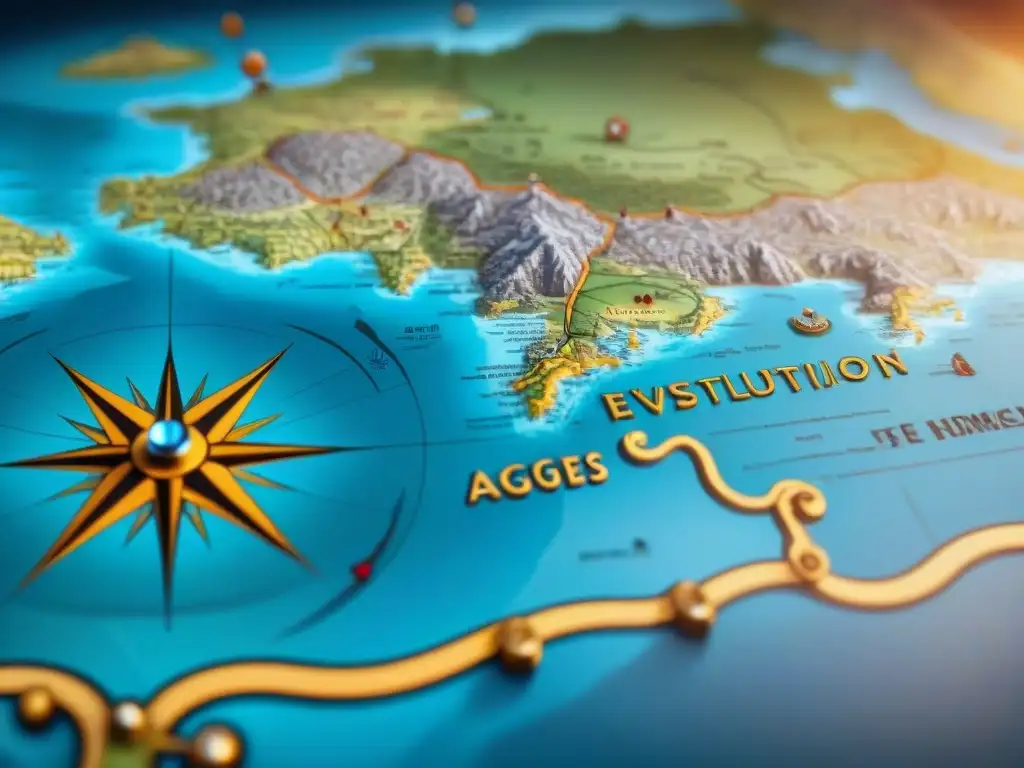 Mapa histórico detallado en sepia con elementos cartográficos antiguos y rosas de los vientos, resaltando la Importancia de la cartografía histórica