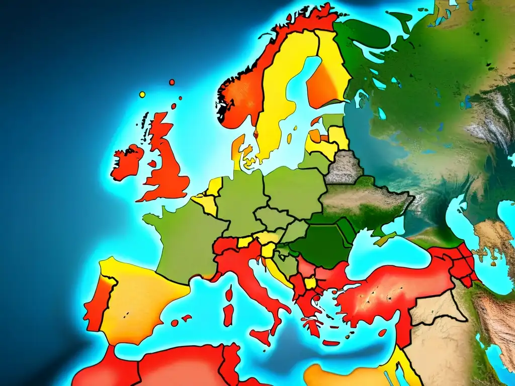 Mapa histórico detallado en sepia de la evolución de fronteras europeas desde el Imperio Romano hasta hoy