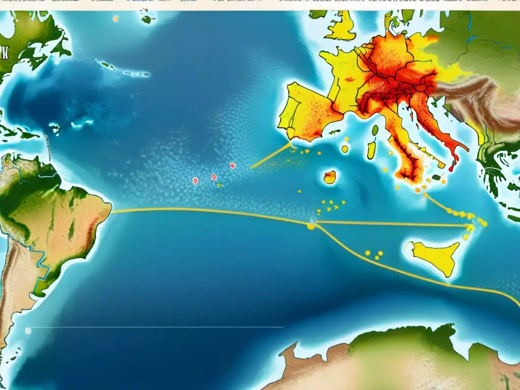 Mapa histórico detallado en sepia de la propagación de la Gripe Española en ciudades importantes alrededor del mundo