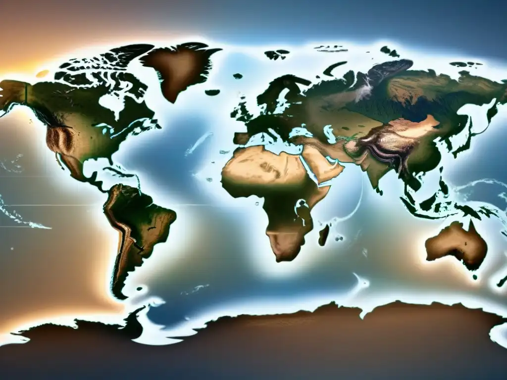 Mapa histórico detallado en sepia, muestra evolución de la cartografía y su relación con geopolítica y tecnología