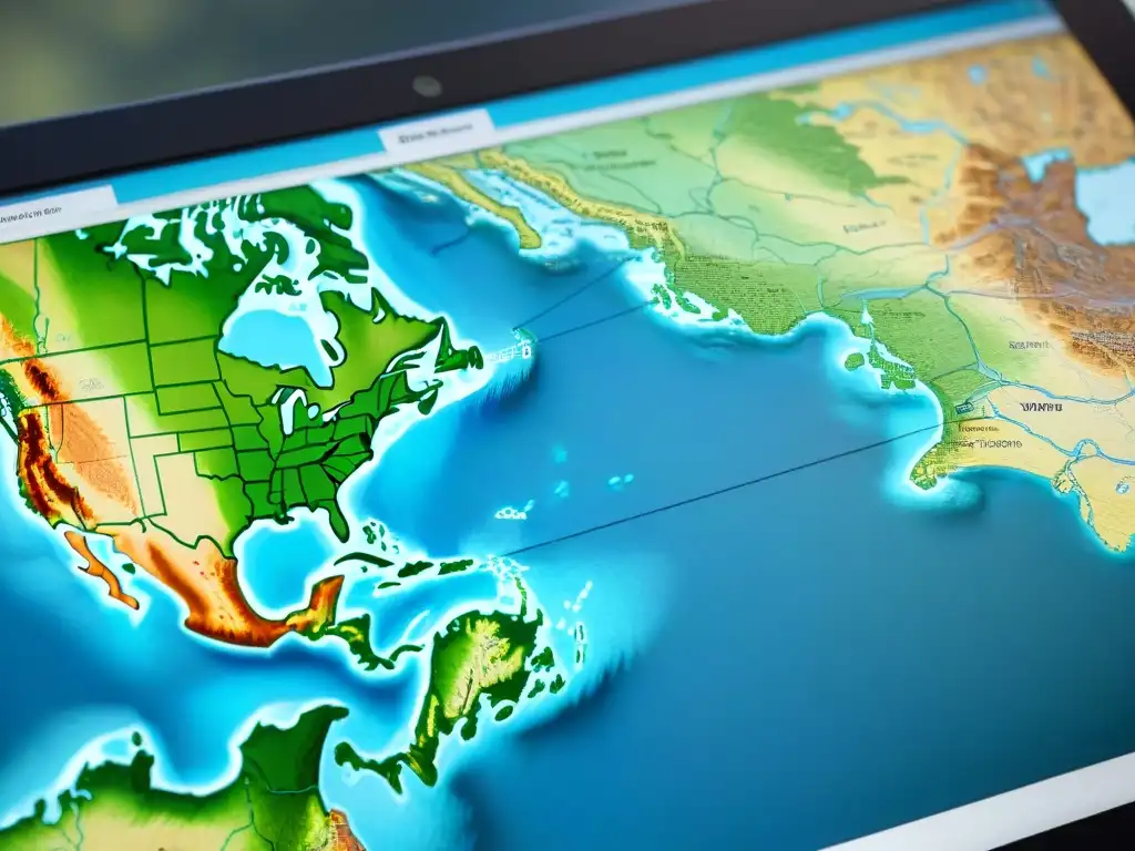 Comparación entre un mapa de papel tradicional y un mapa digital, destacando la evolución cartografía mapas digitales