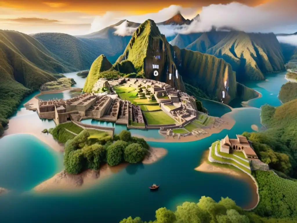 Un mapa precolombino detallado en tonos sepia, con patrones y símbolos geométricos representando regiones y puntos de interés