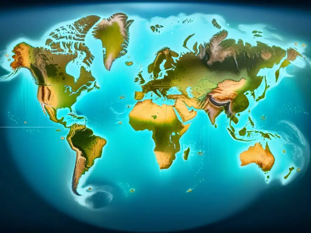 Mapa submarino sepia detallado evolución cartografía, con rosas de los vientos y monstruos marinos, evocando misterio y descubrimiento