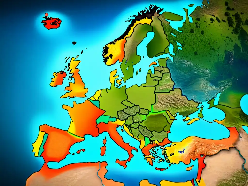 Mapa sepia ultra detallado de Europa, mostrando la evolución cartográfica antes y después del Brexit, destacando los cambios territoriales