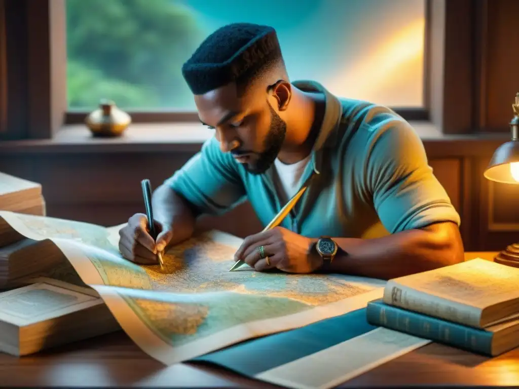 Maestro cartógrafo creando detallado mapa antiguo a mano Mapamundi antiguo ilustrado detalla la evolución cartografía mapas antiguos