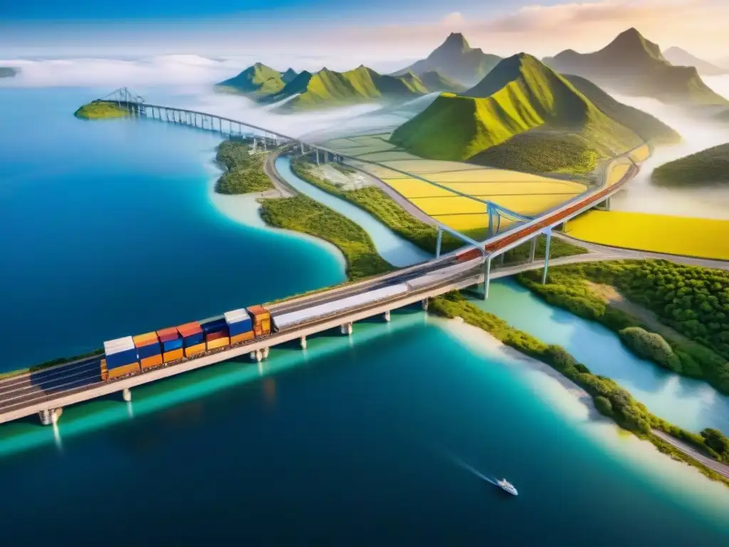 Mapas en logística inversa sostenible: Intrincada red de rutas y nodos logísticos conectados por diferentes medios de transporte