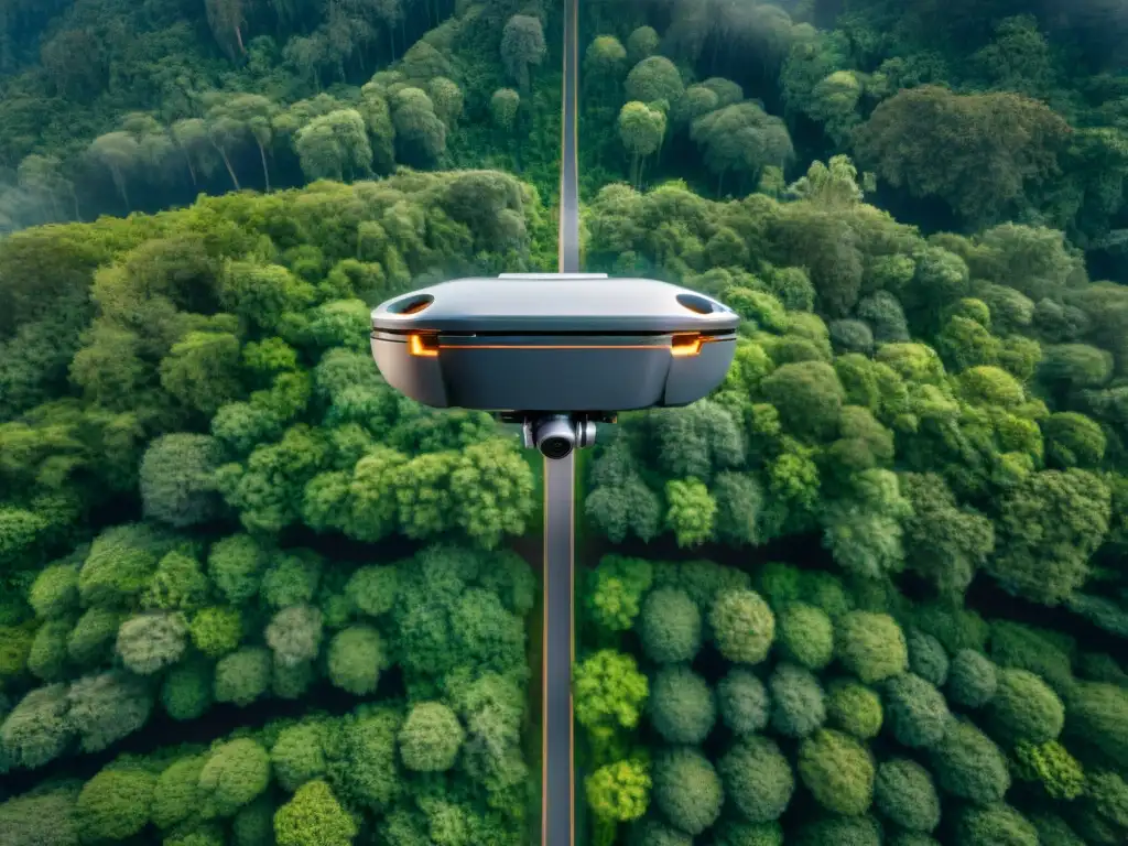 Monitoreo del cambio climático y deforestación con drones en un bosque verde exuberante