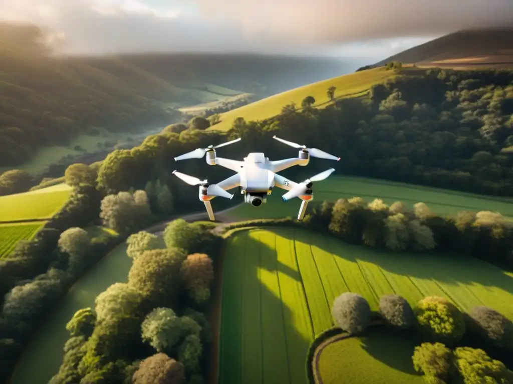 Un paisaje exuberante visto desde un dron en sepia