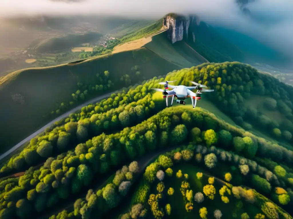 Un paisaje impresionante capturado por un dron, resaltando la importancia de los drones en el mapeo de áreas inaccesibles