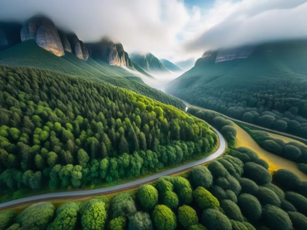 Un paisaje montañoso capturado por un dron en tiempo real, ideal para análisis geográfico con drones en tiempo real