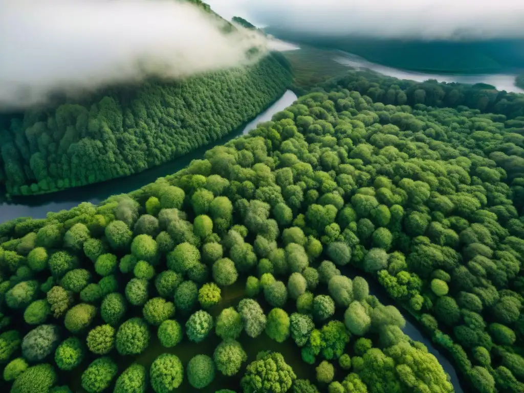 Un paisaje natural detallado capturado por drones en cartografía ambiental