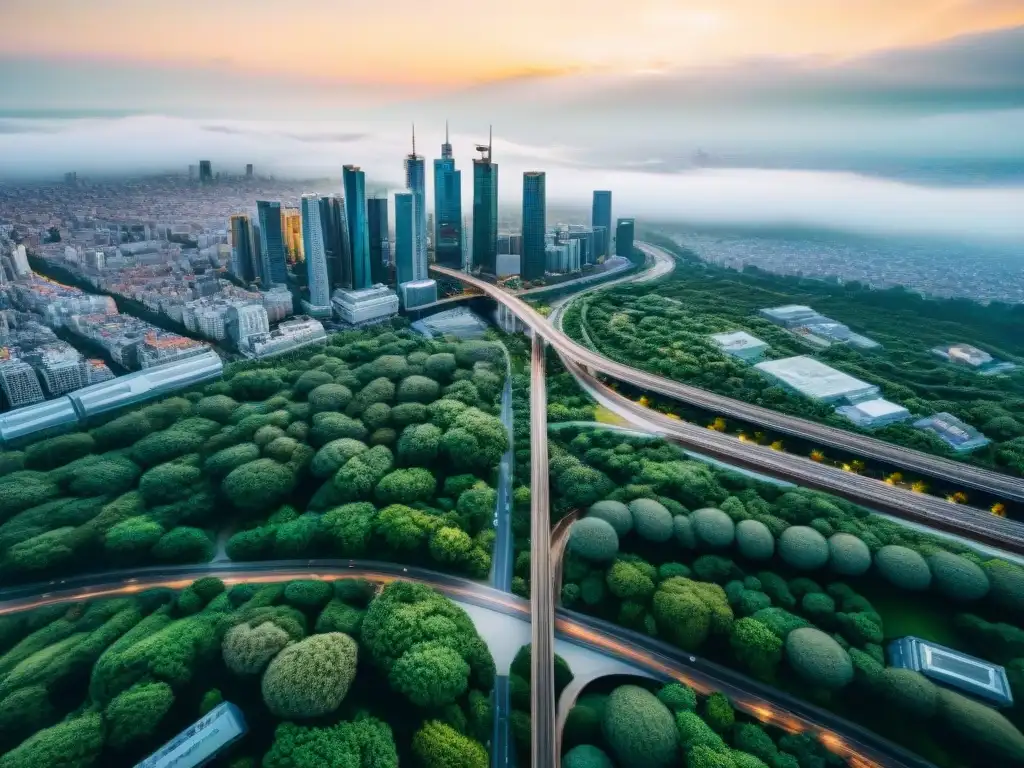 Un paisaje urbano detallado en sepia, resaltando la complejidad de la ciudad y sus interacciones, ideal para el análisis geoespacial Big Data negocios