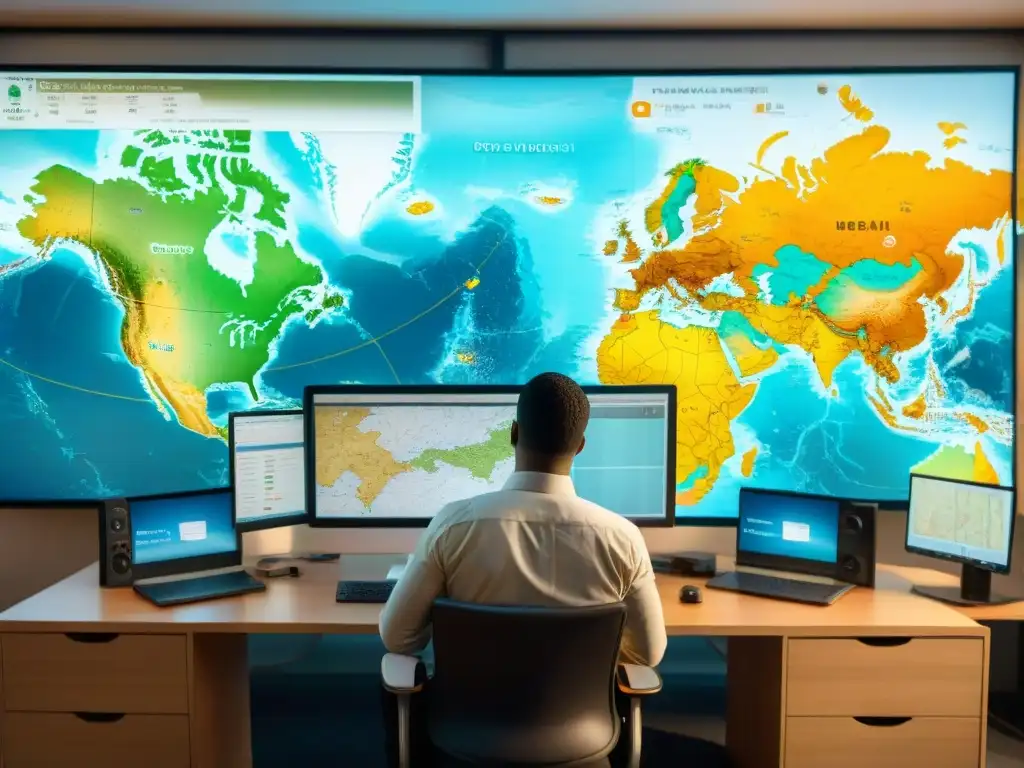 Maestro cartógrafo: explorando el mundo digital con precisión Persona concentrada en mapear datos geográficos con software SIG