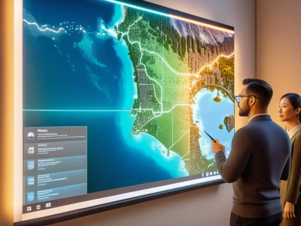 Profesionales colaborando en un taller de cartografía digital