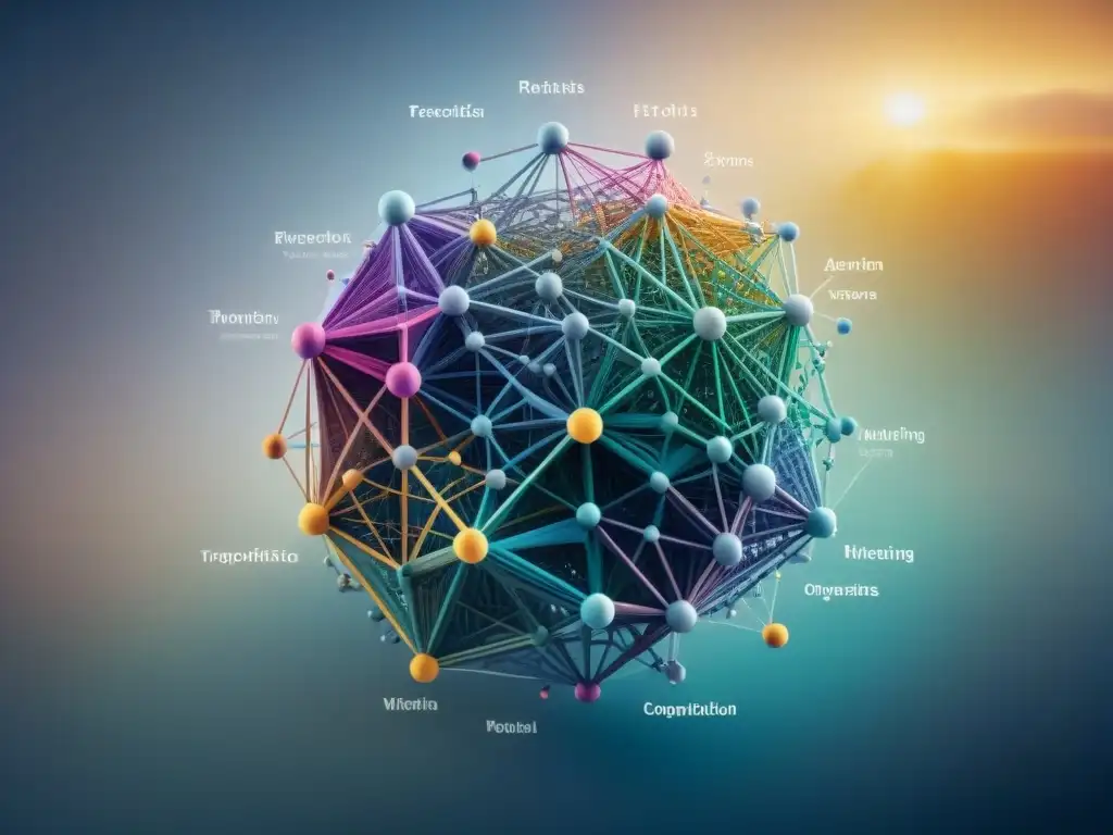 Una red de datos interconectados, compleja y organizada en un mapa digital