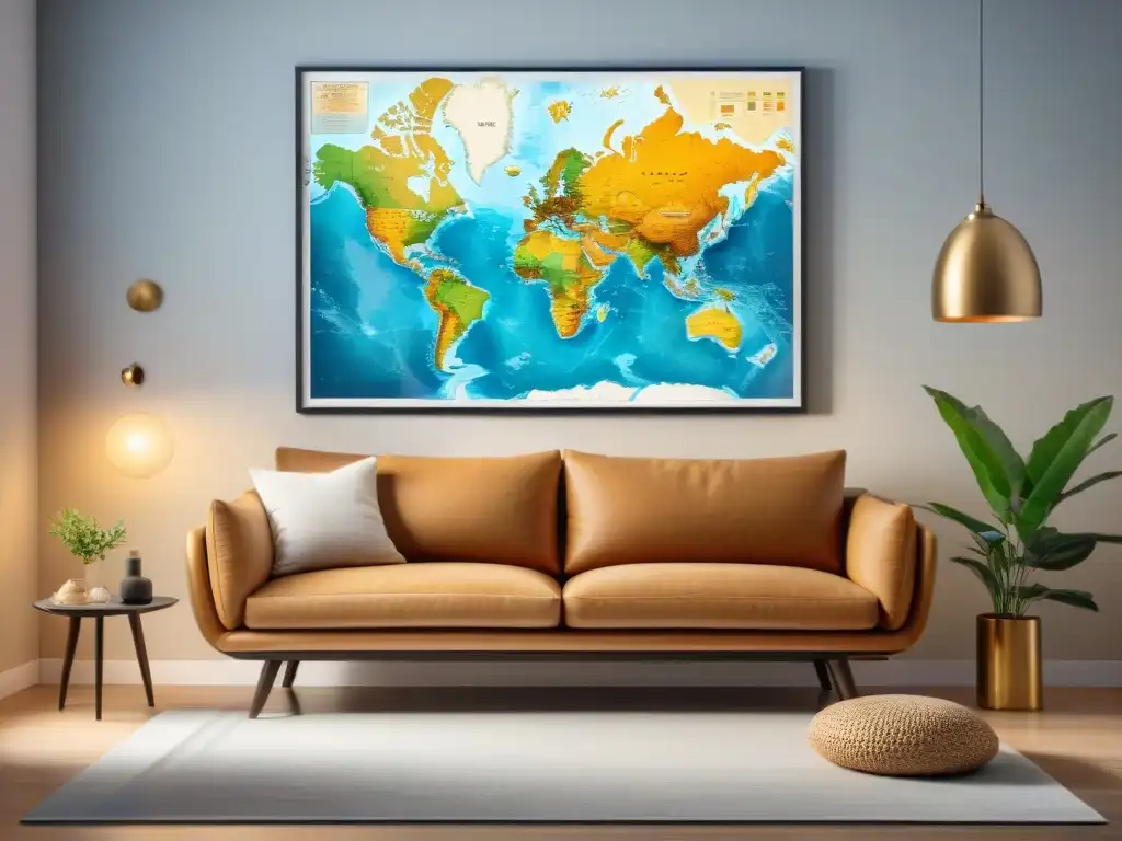 Decoración moderna: Mapa vintage como pieza central Salón moderno con Poster de Mapa vintage como pieza central, integrando historia y elegancia a la decoración