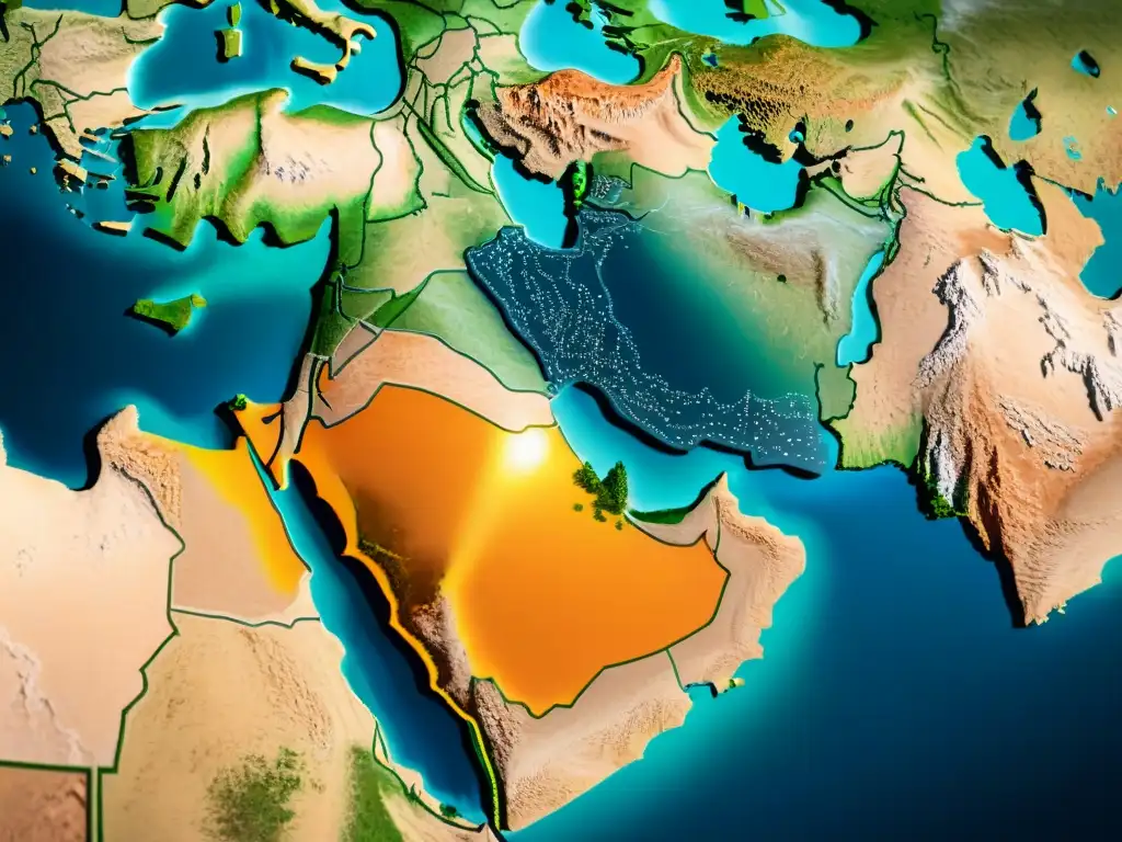 Un satélite sobre detallado mapa de Medio Oriente fusiona cartografía digital y tecnología