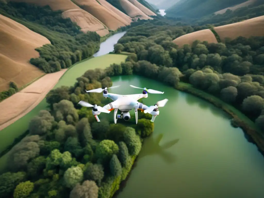 Software de mapeo aéreo con drones: Vista aérea sepia de paisaje pintoresco capturado por drone