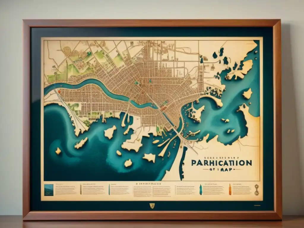 Evolución de la cartografía: mapa urbano histórico en pergamino frente a versión digital en pantalla moderna