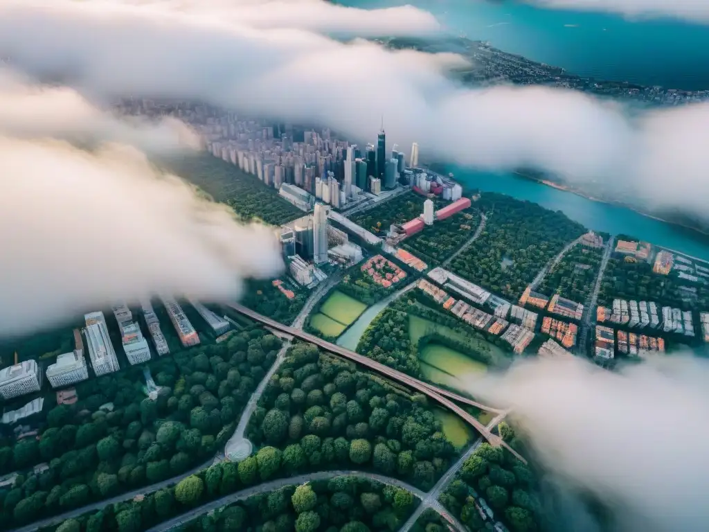 Vista aérea sepia de una ciudad, resaltando la importancia del SIG en cartografía