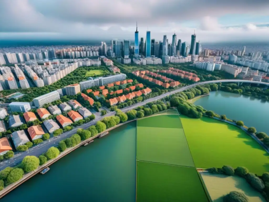 Mapeo urbano detallado desde drone: evolución tecnológica Vista aérea detallada en sepia de una ciudad con calles, edificios y parques, capturada desde un dron