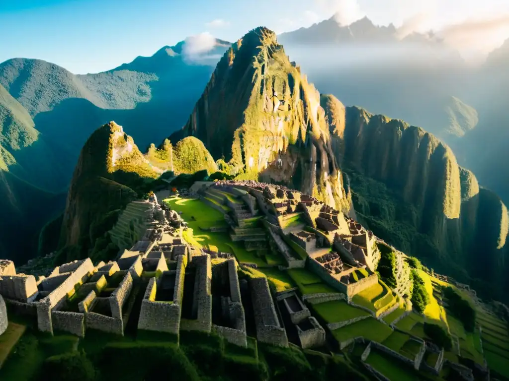 Vista aérea de drones sobre Machu Picchu, resaltando la importancia de drones en la preservación de sitios históricos