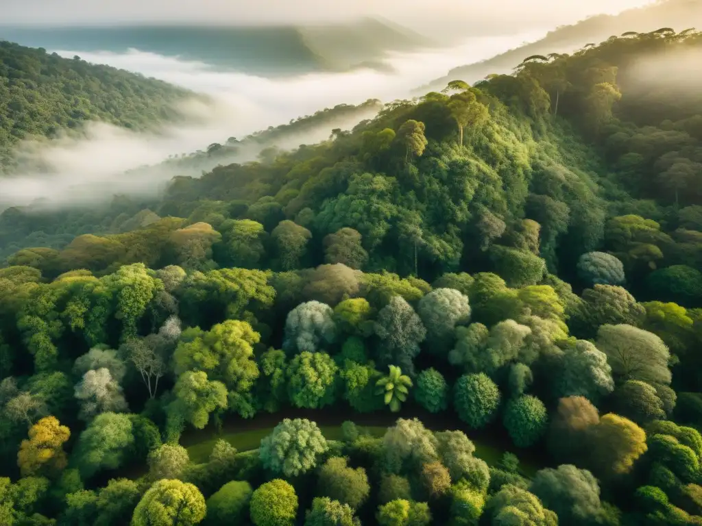 Vista aérea de exuberante selva tropical, reflejando biodiversidad