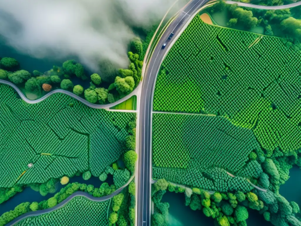 Vista aérea sepia de un paisaje urbano, resaltando la complejidad de la urbanización y el análisis patrones urbanización SIG