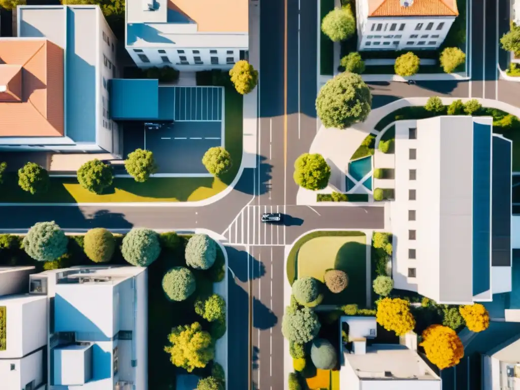 Vista aérea sepia de la red urbana con drones en la evolución cartográfica