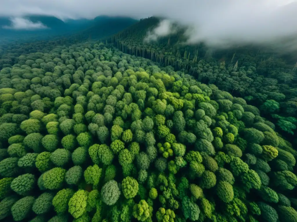 Vista aérea de selva contrastando áreas verdes intactas con zonas deforestadas