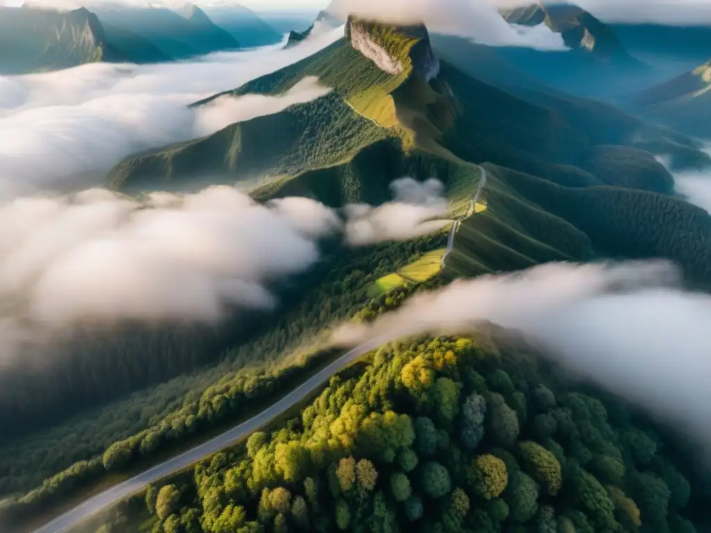 Vista aérea de terreno agreste con bosques, ríos y montañas