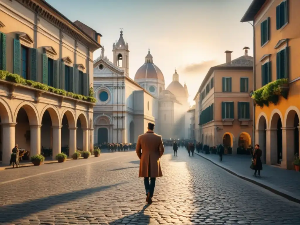 Retrato sepia en 8k de una bulliciosa ciudad renacentista italiana Vista detallada en sepia de una bulliciosa ciudad-estado renacentista italiana con calles empedradas, catedrales y mercados