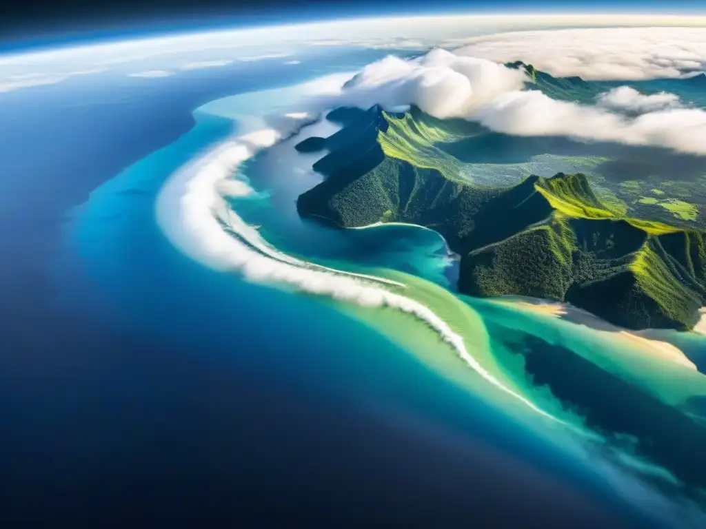 Vista fascinante de un satélite orbitando la Tierra, destacando la belleza del planeta desde el espacio