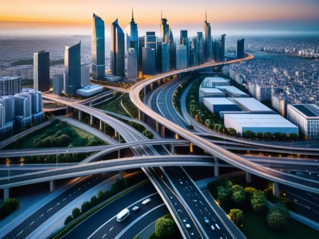 Vista sepia de una red de carreteras en una ciudad, resaltando la complejidad de la planificación de redes de transporte