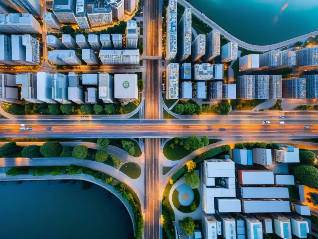 Vista topográfica sepia de una ciudad urbana con tecnologías cartografía transporte logística